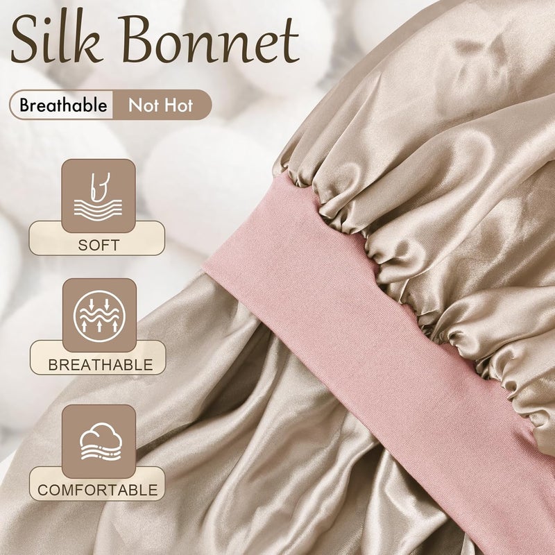 Doitory Store Satin Silk Bonnet for Sleeping, Soft Satin Lined Hair Bonnet for Women, Double Layer Sleep Nightcap - Image 2